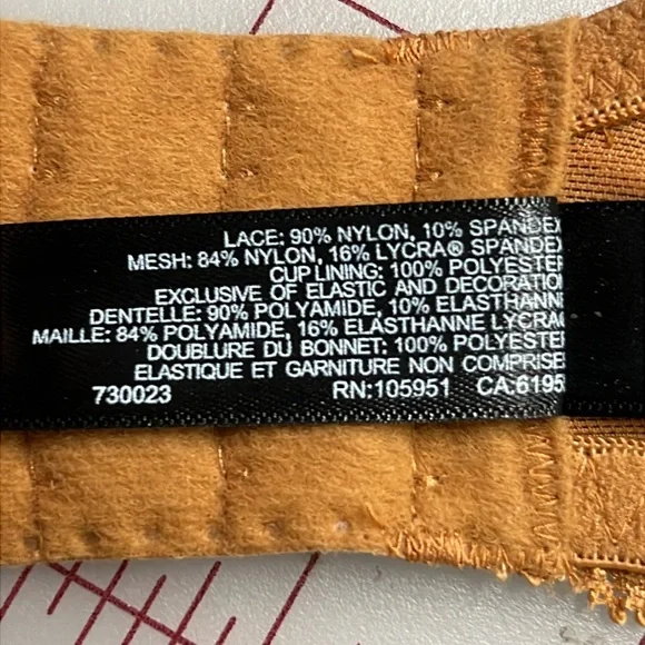 Natori "Feathers" Plunge T-Shirt Underwire Lace Carmel Full Figure Bra SZ 32G - Picture 12 of 13